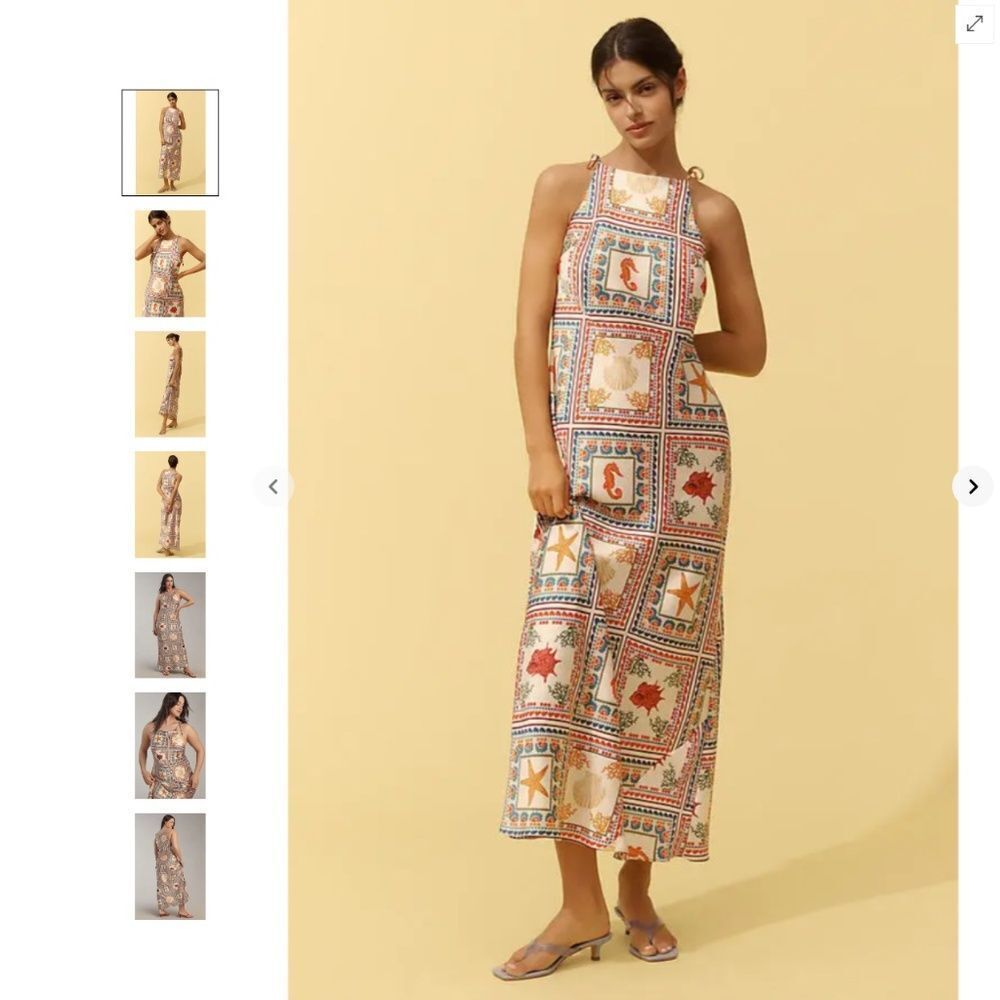 Anthropologie Tie-Neck Column Midi Dress
